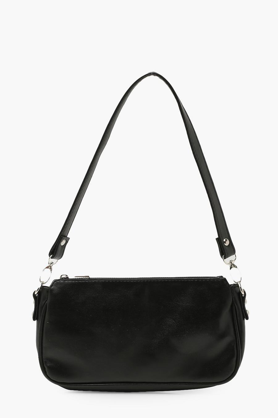 Black Smooth Faux Leather Shoulder Bag image number 1