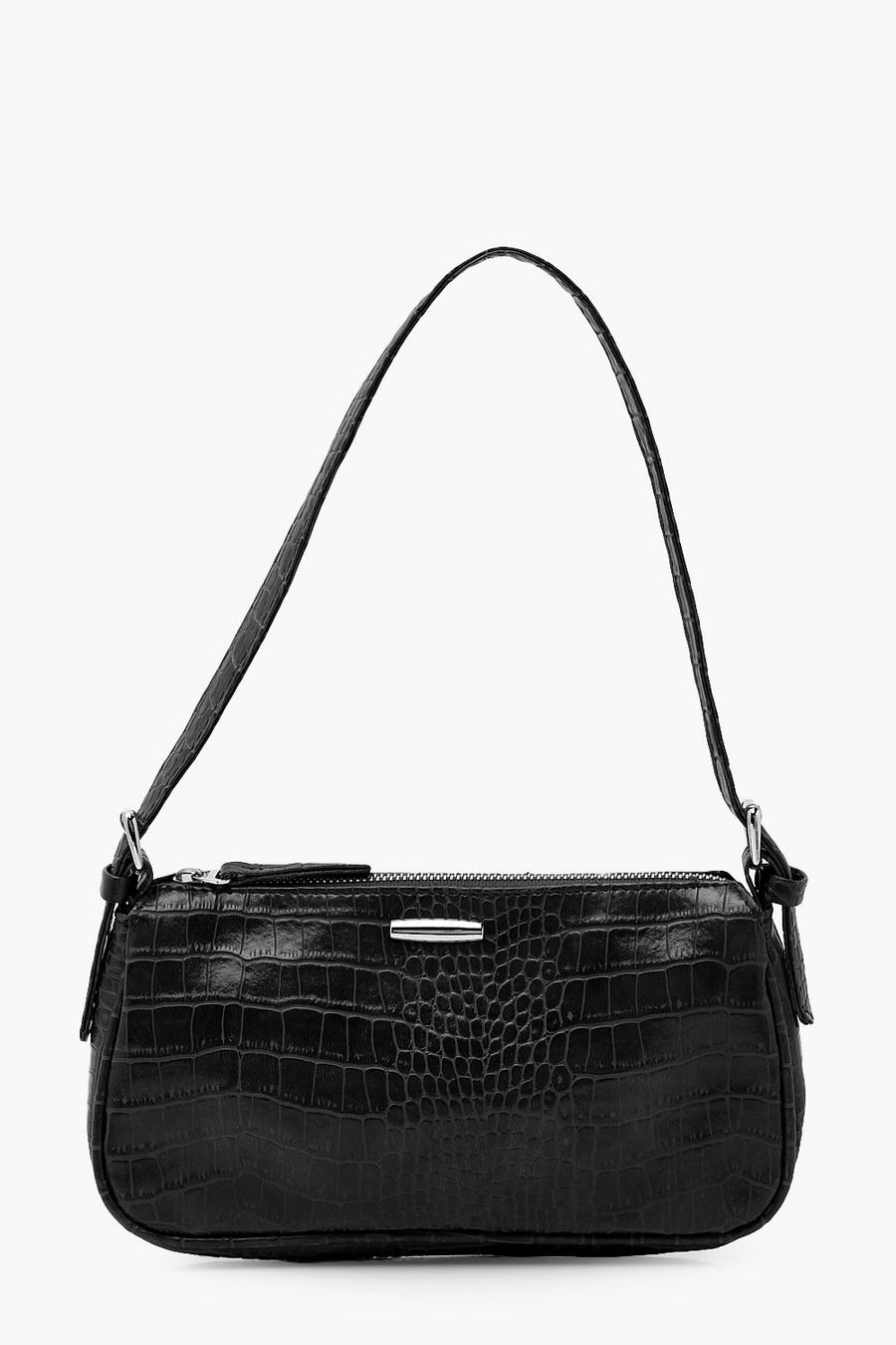 Black Handväska i PU med krokodilskinnseffekt image number 1