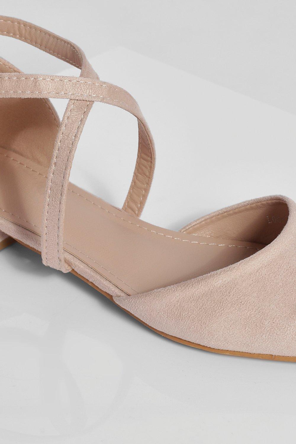 Wide Width Asymmetrical Strap Pointed Flats