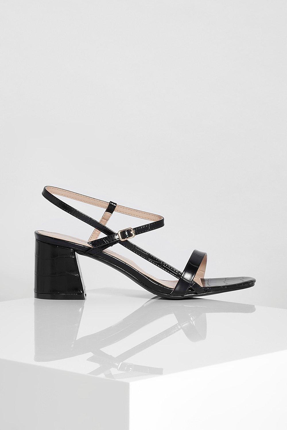 low black block heel sandals