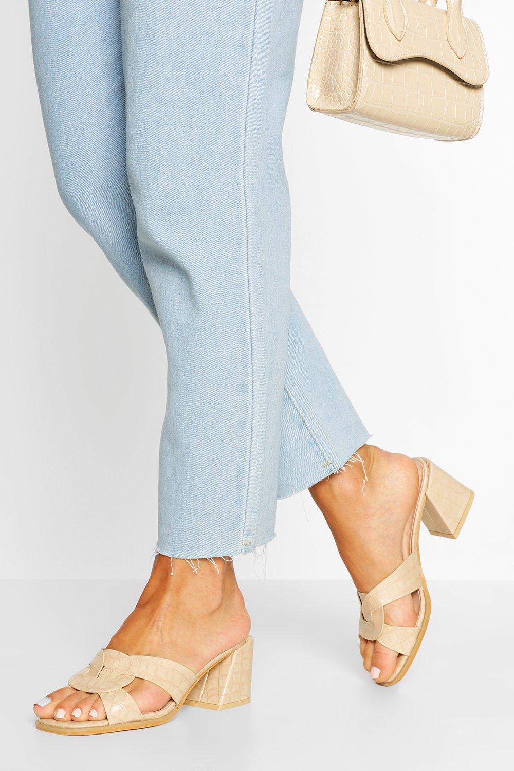 boohoo low block heel