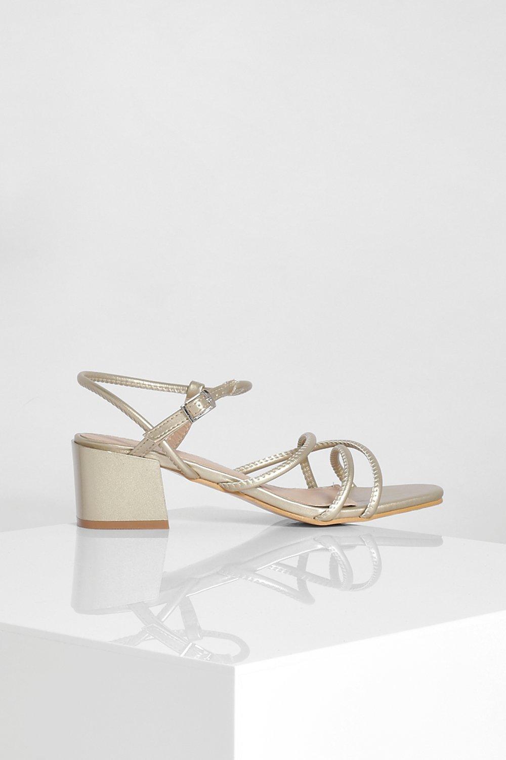 low block heel gold