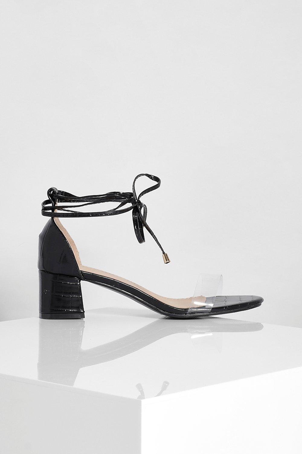 clear strap low block heels