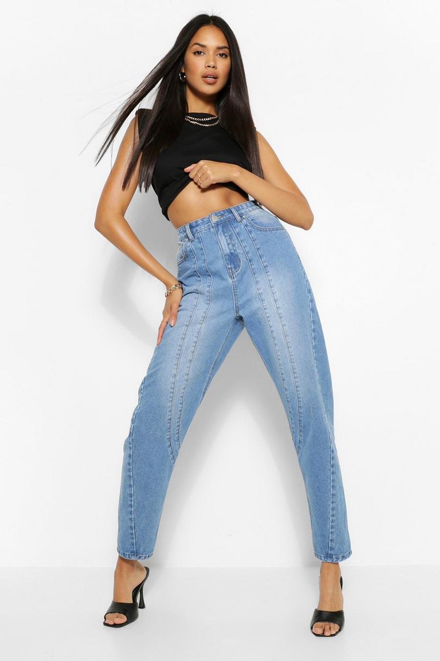 Mid blue The Seam Front Mom Jeans image number 1