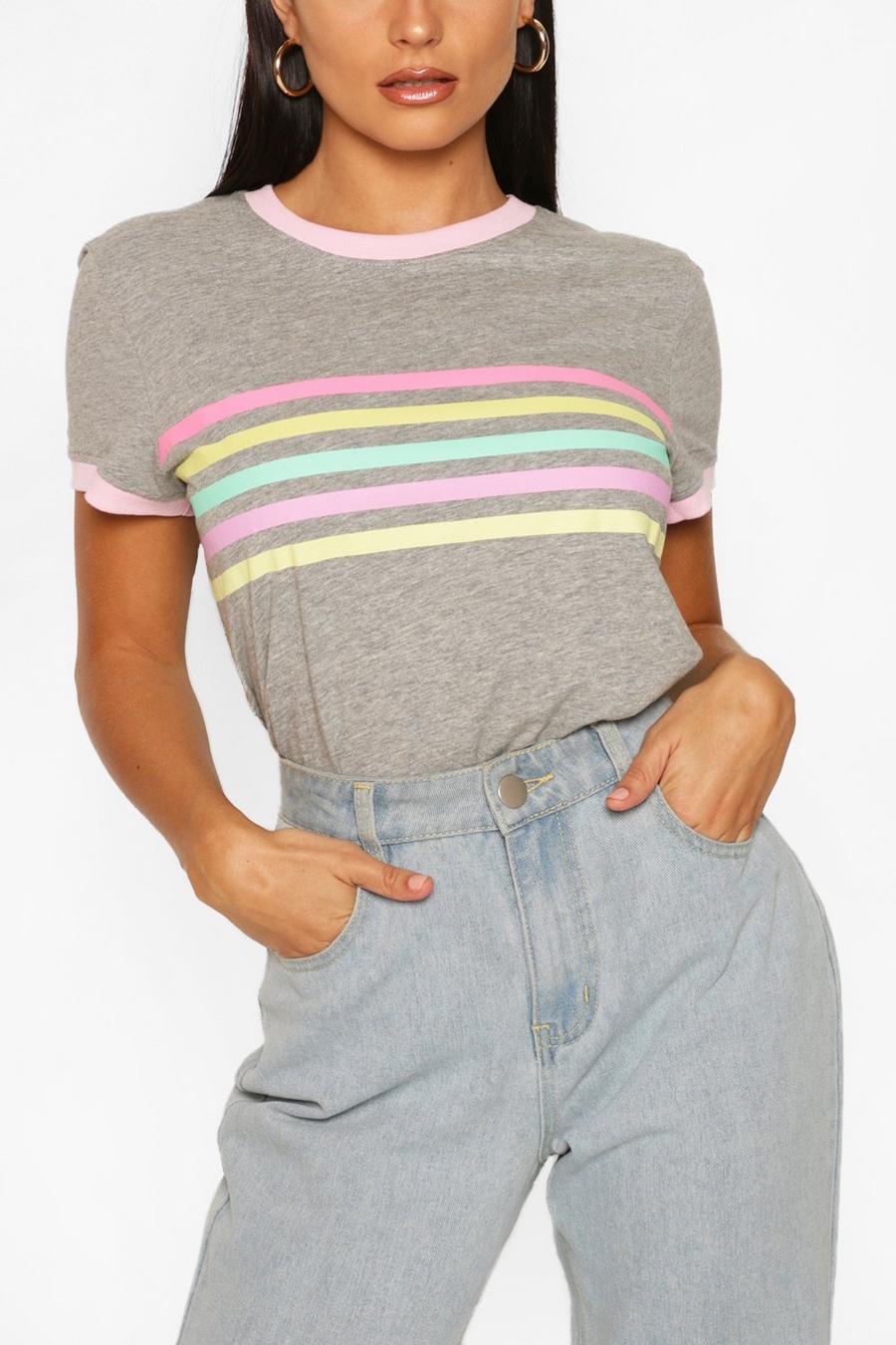 Rainbow Stripe Ringer T shirt image number 1