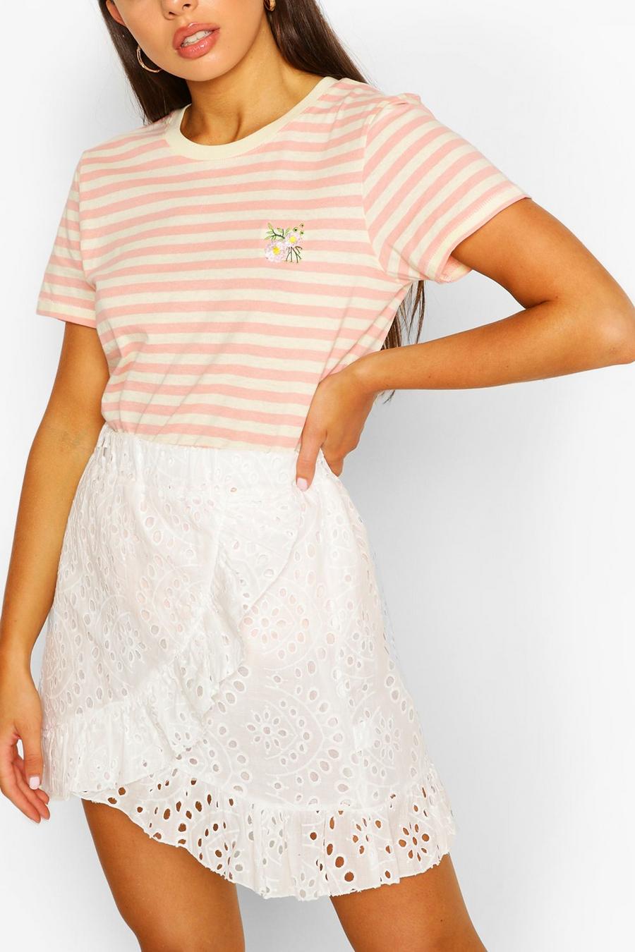 Coral Daisy Stripe Ringer T-shirt image number 1