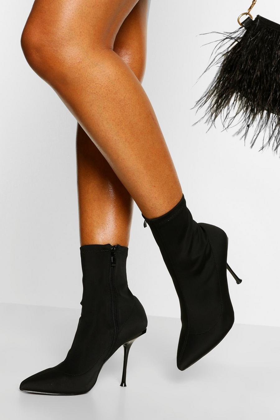 Black Stiletto Pointed Toe Shoe Boot image number 1