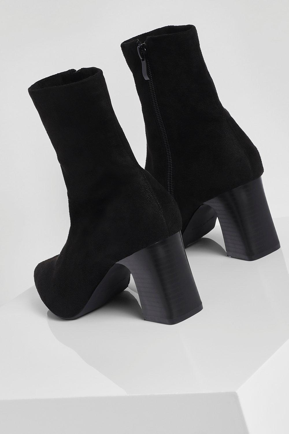 Low block heel hot sale sock boots