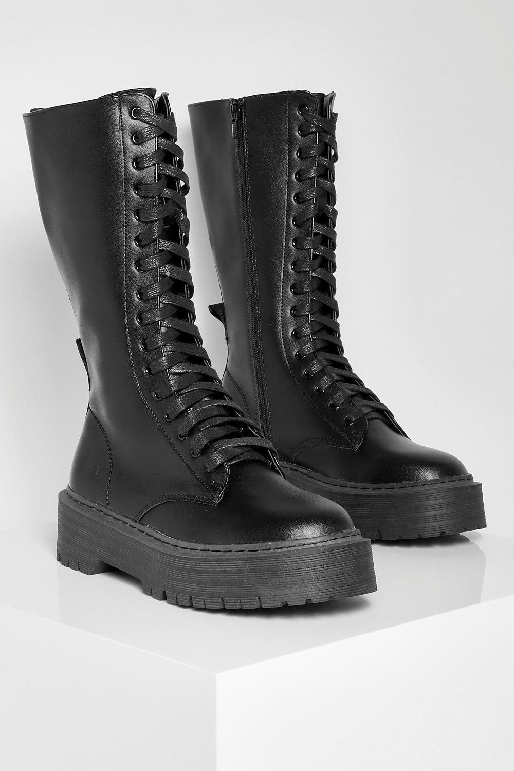 Lace front knee high boots hot sale