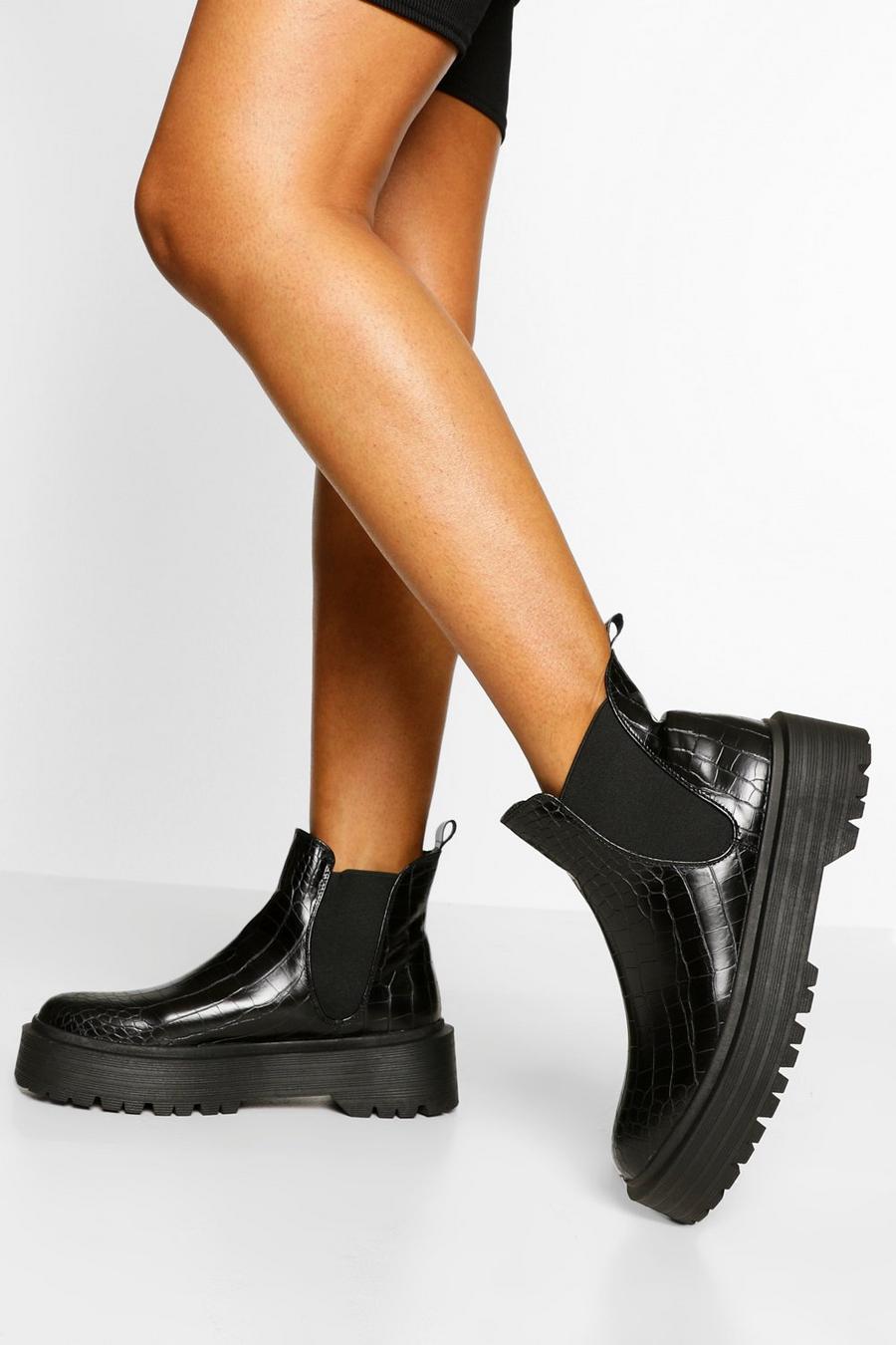 Black Chelsea Boots Met Dikke Zool image number 1