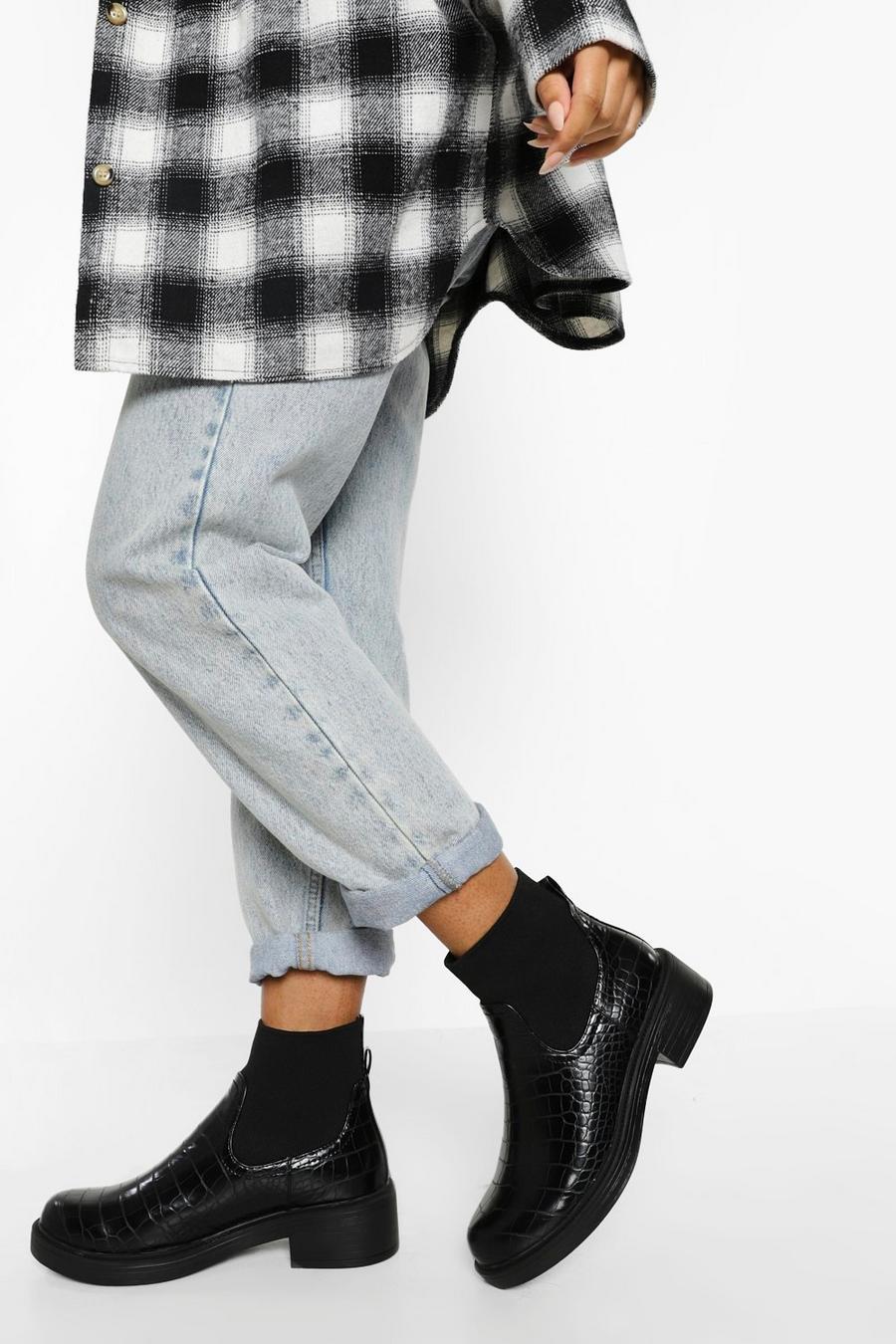 Black Chelsea Boots Met Sok Detail image number 1
