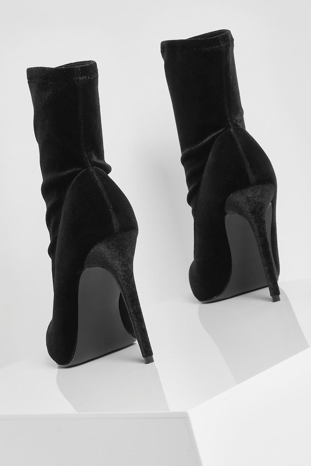 Velvet Stiletto Sock Boot