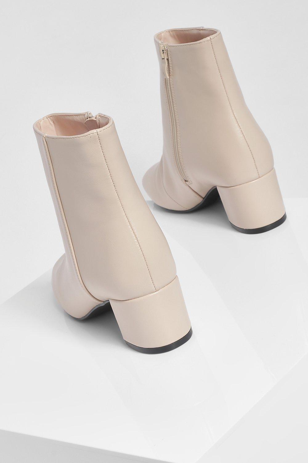 Cream block heel clearance boots