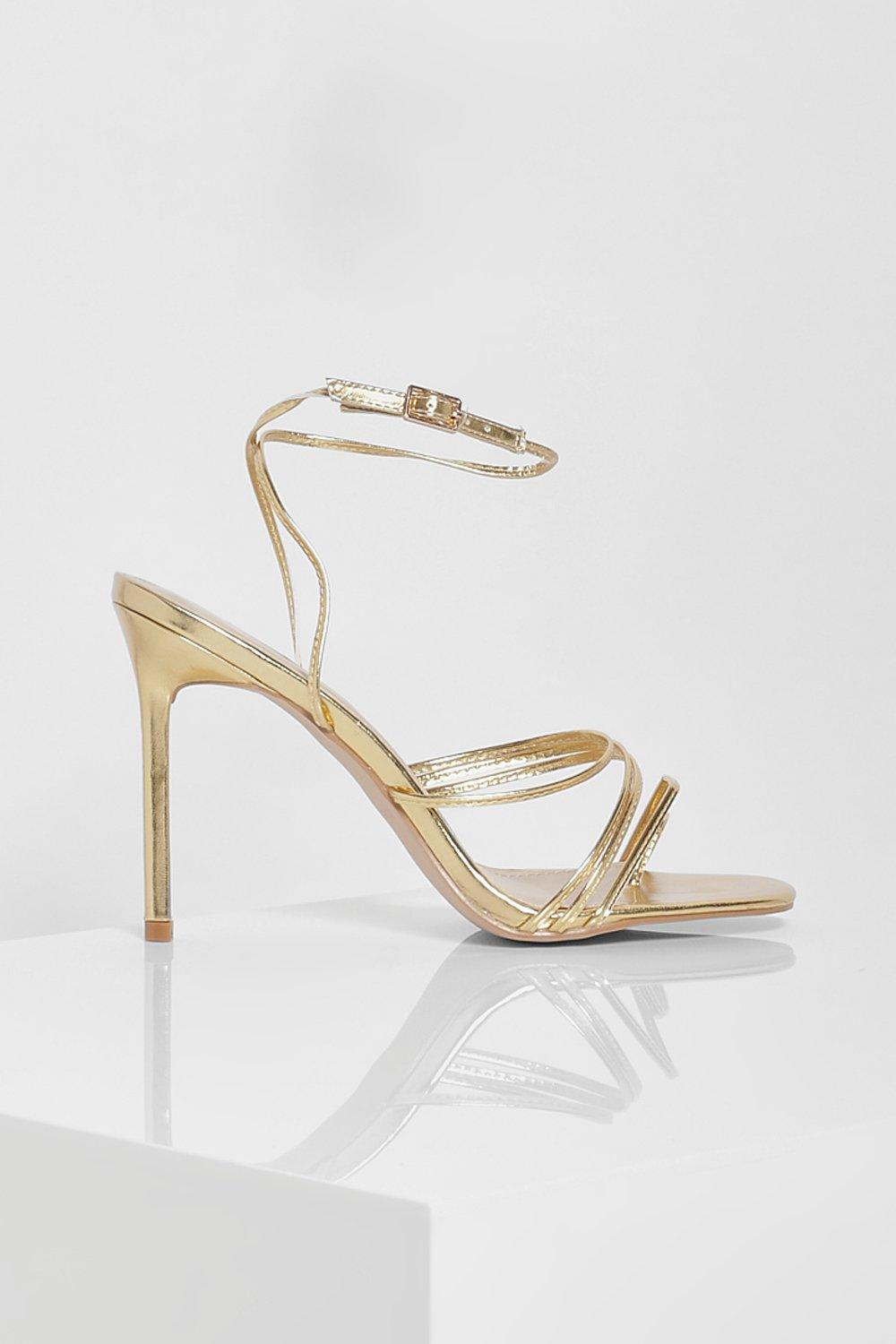 Gold sales skinny heels