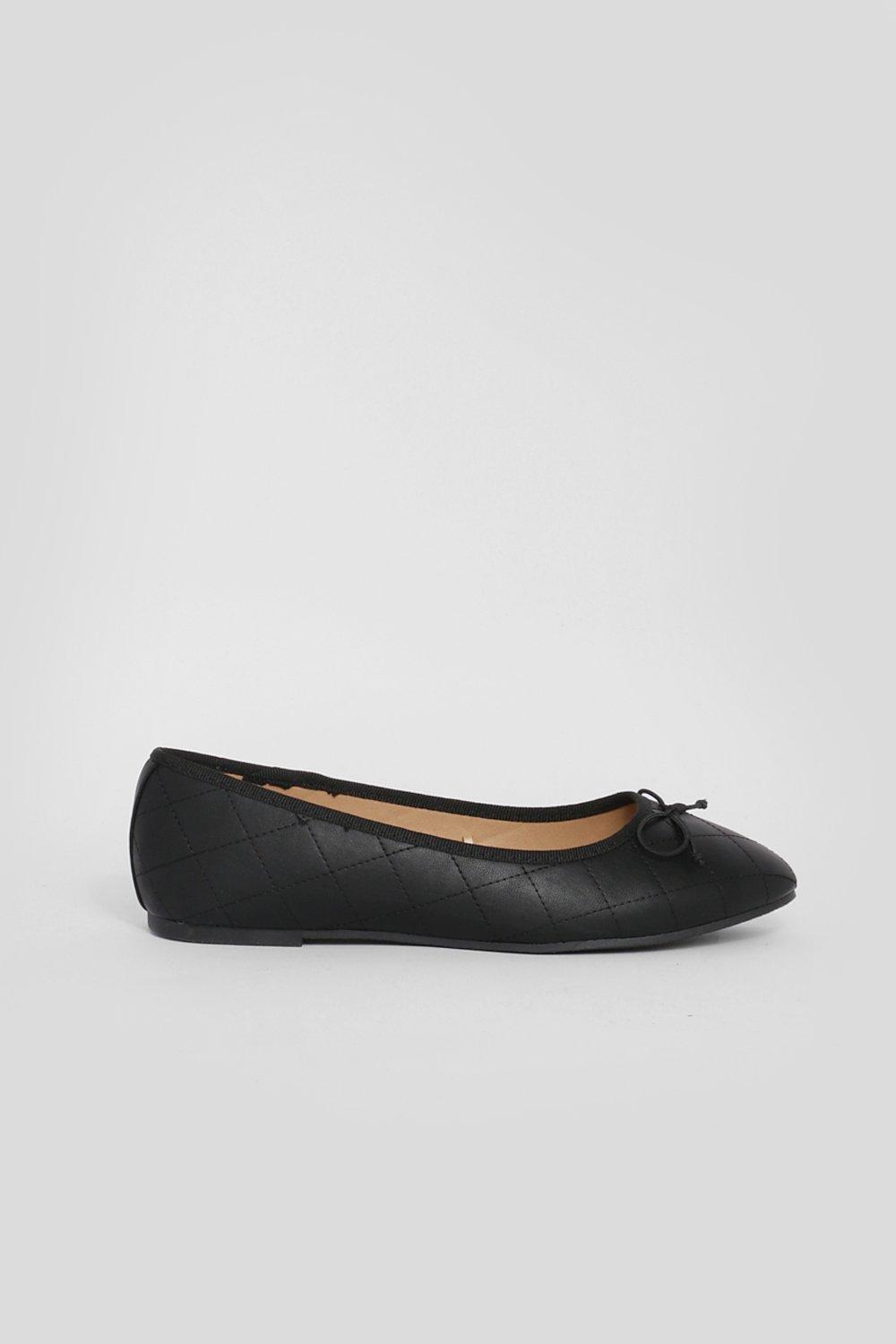 Black quilted ballet pumps hot sale