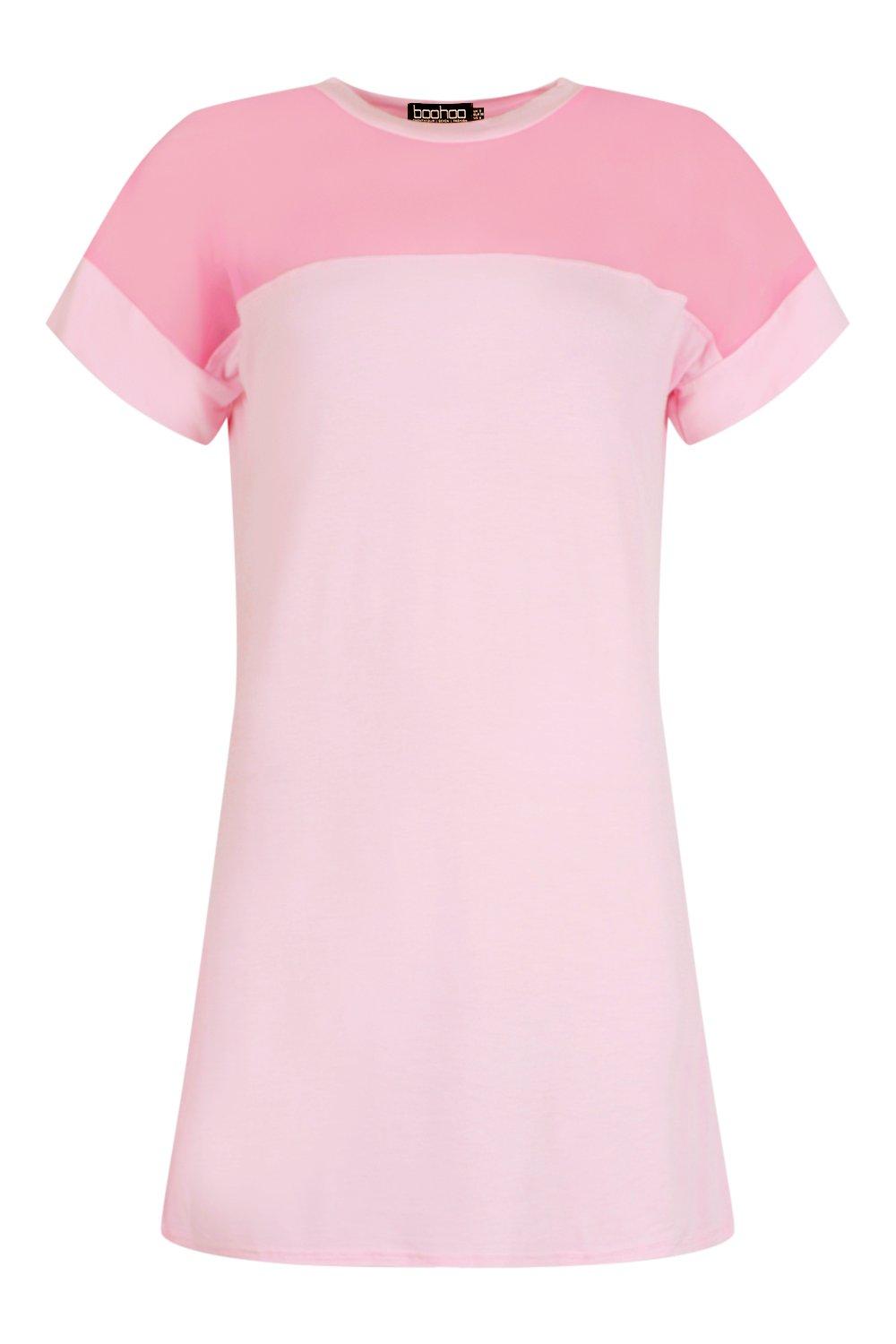 pink mesh tshirt dress