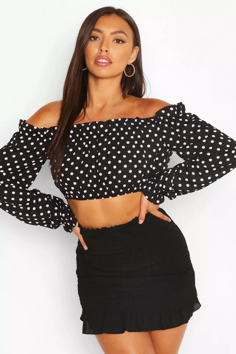 Polka dot sales bardot top