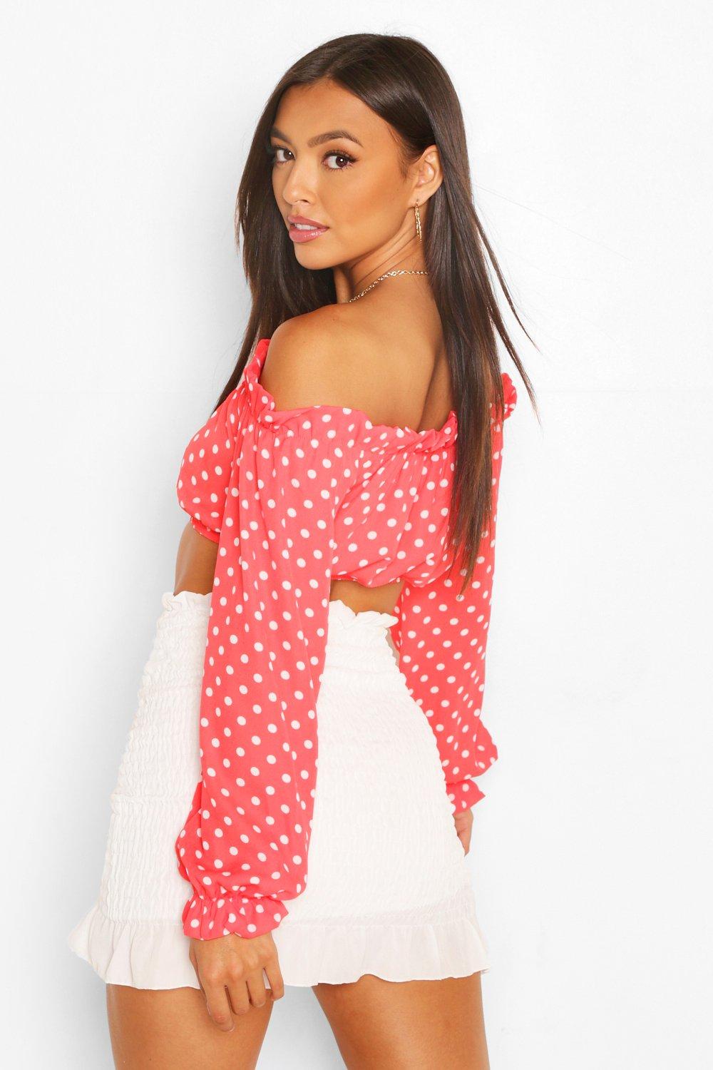 Polka dot hot sale bardot top