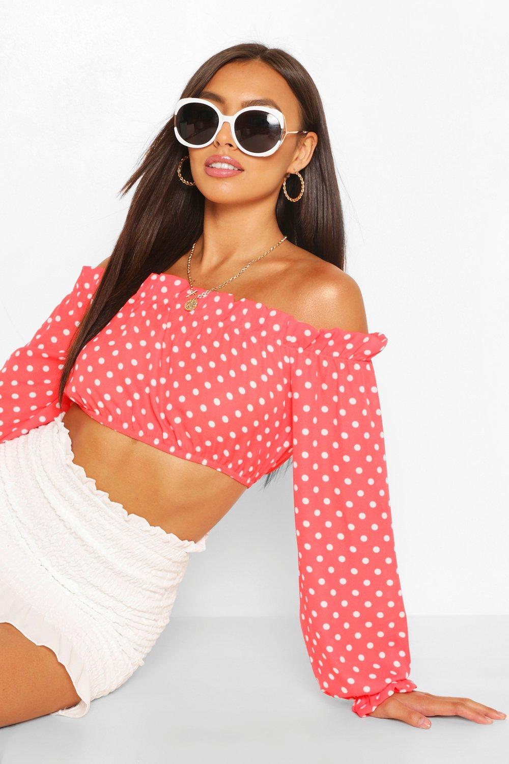 Polka dot best sale bardot top