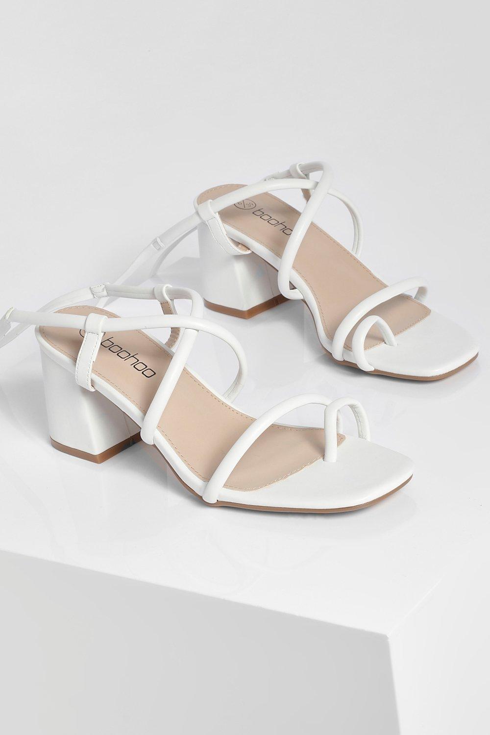 Small white sales block heels