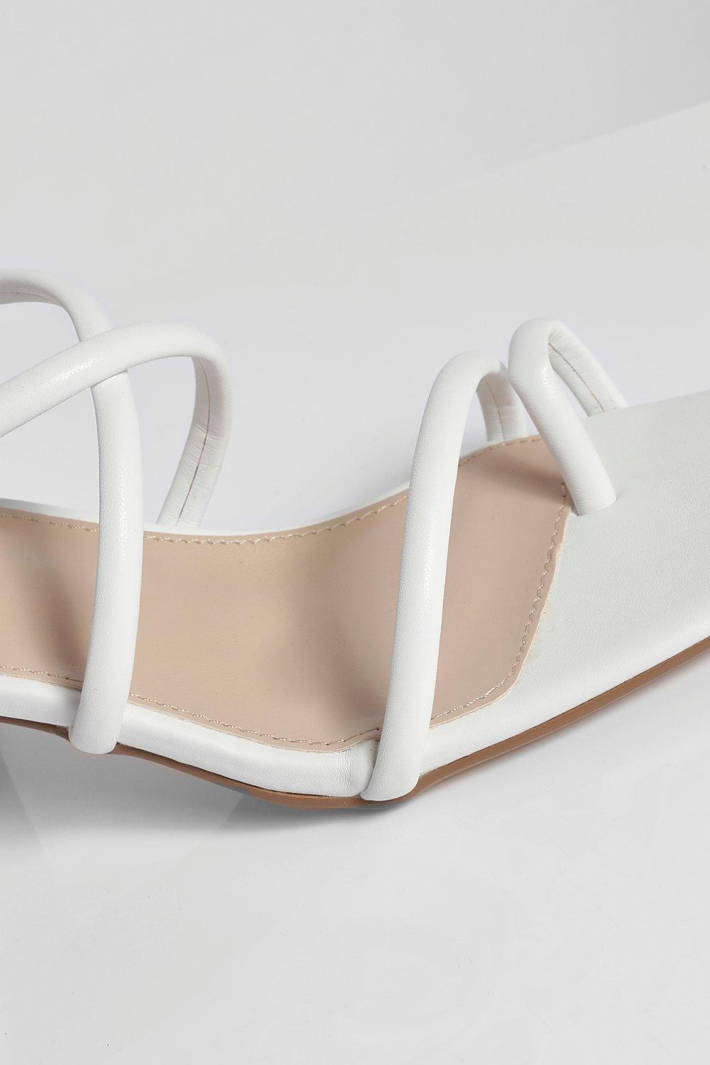 White block cheap heel strappy sandals