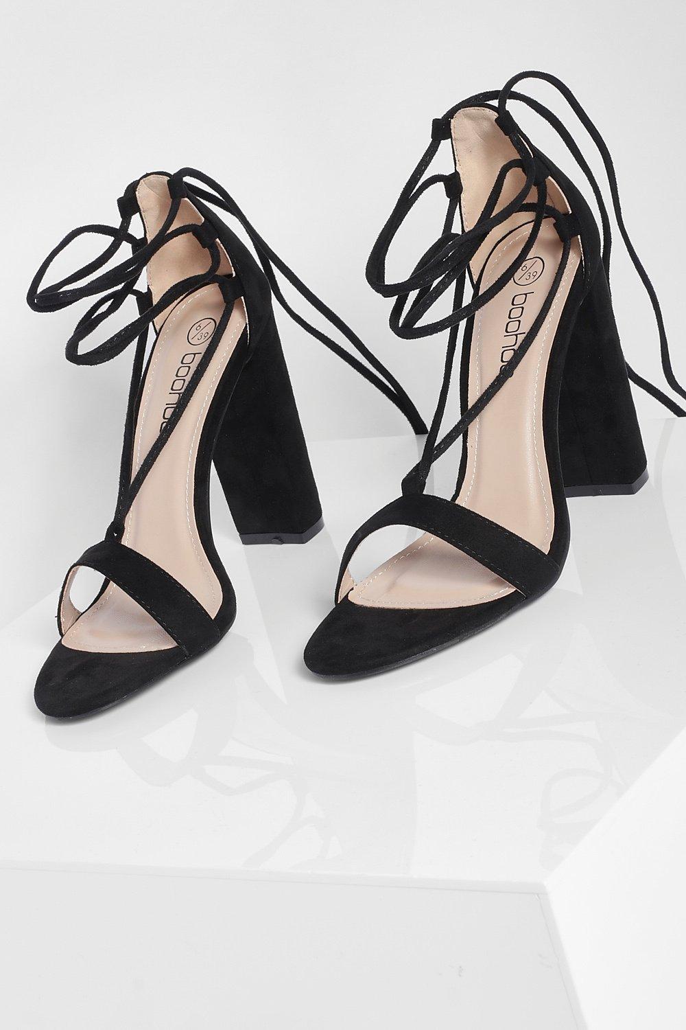 Strappy Sandals - Strappy Heels - Black Lace Up Heels - Lace Up