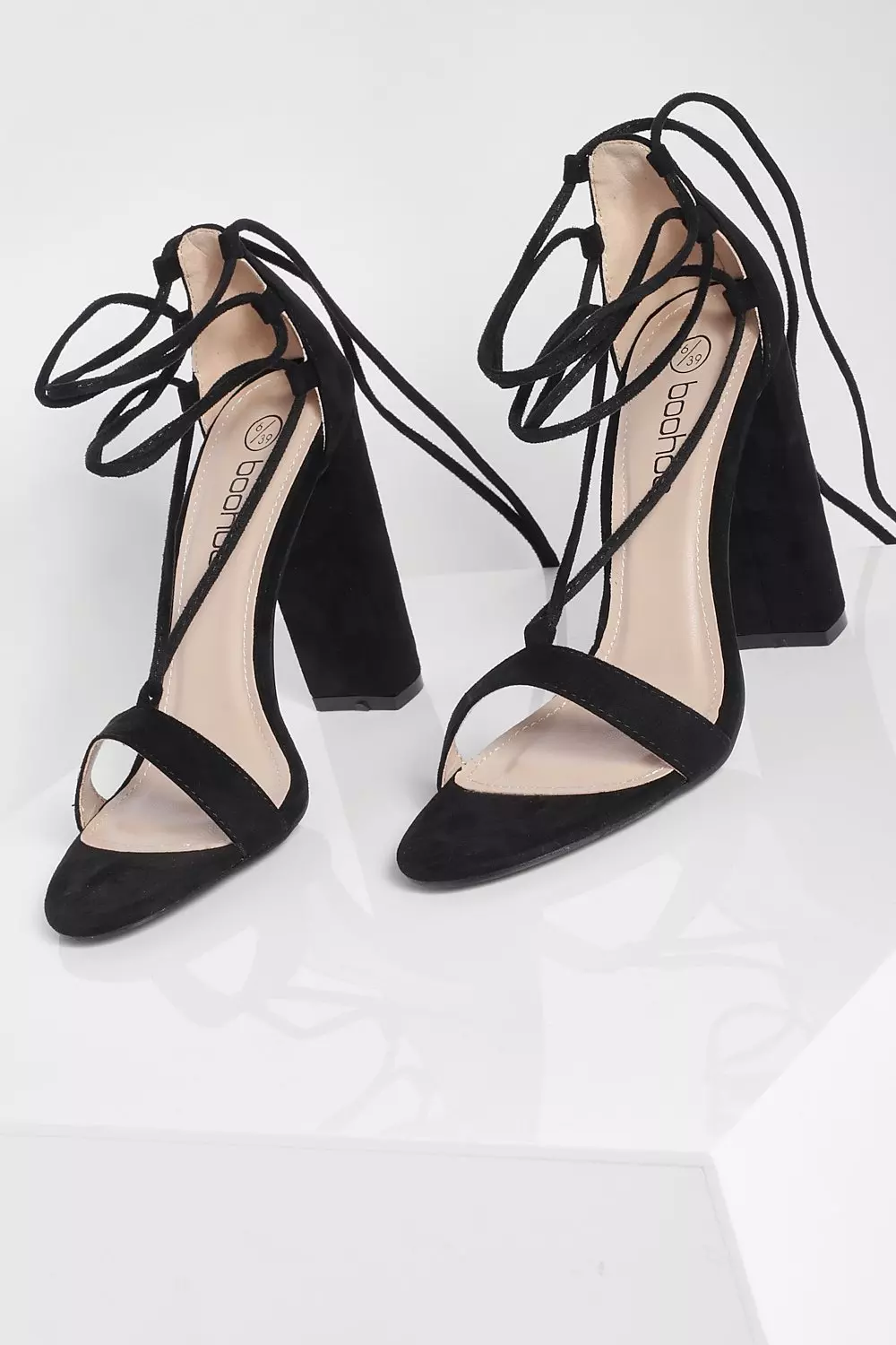 Public desire suzu black tie up block heeled sandals best sale