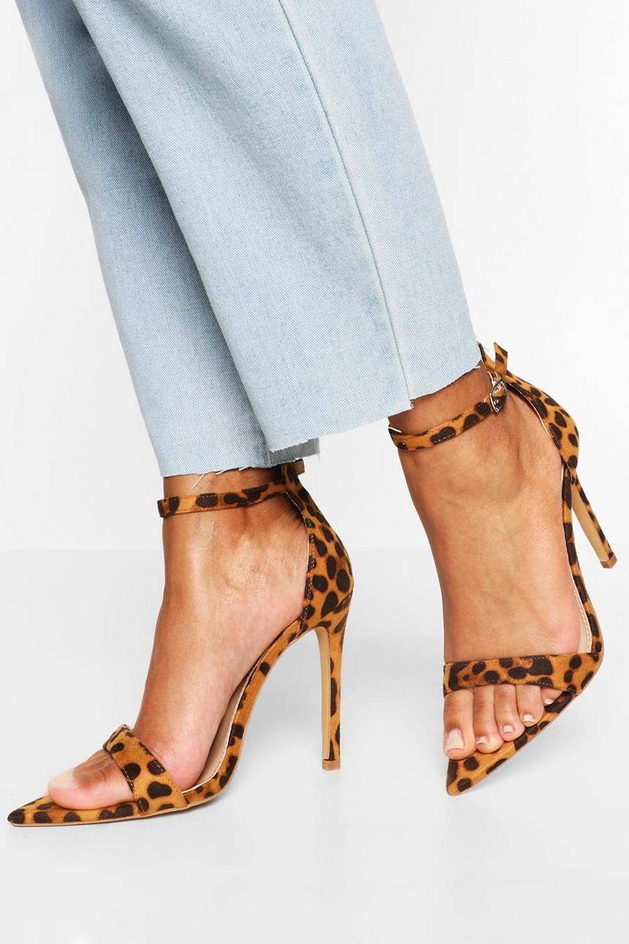 Leopard Pointed Toe Barely There Heels image number 1