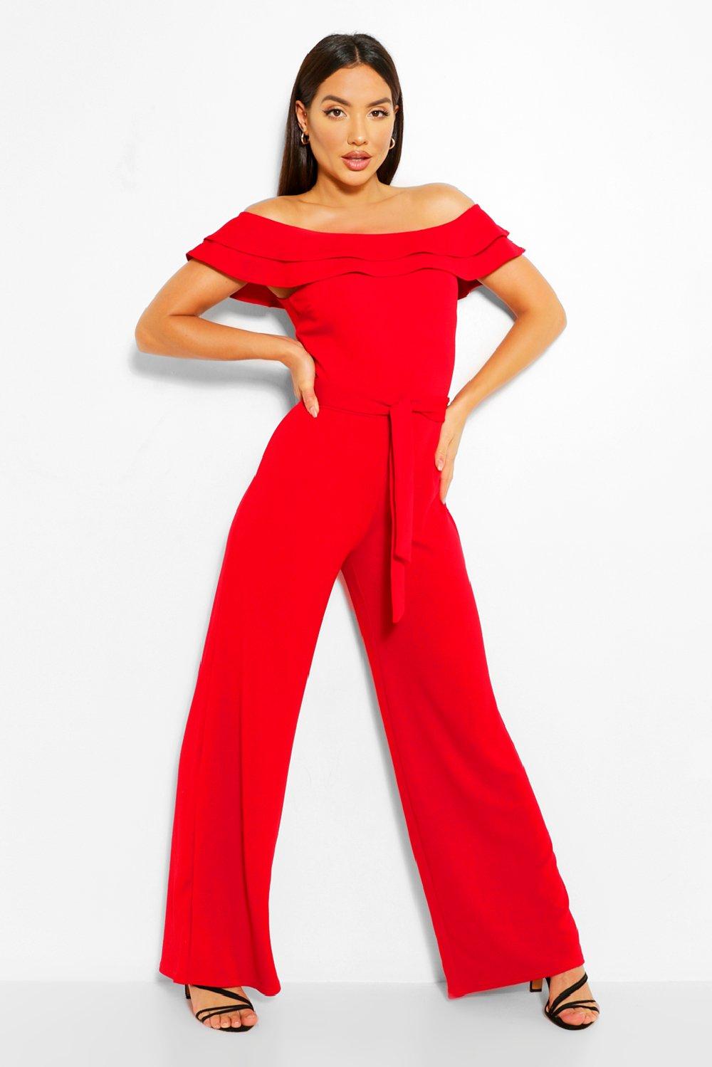 wide leg belted jumpsuit