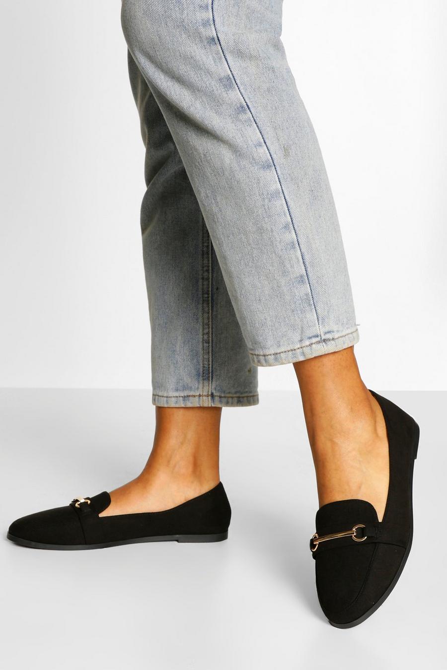 Black negro Wide Fit Metal Bar Loafers