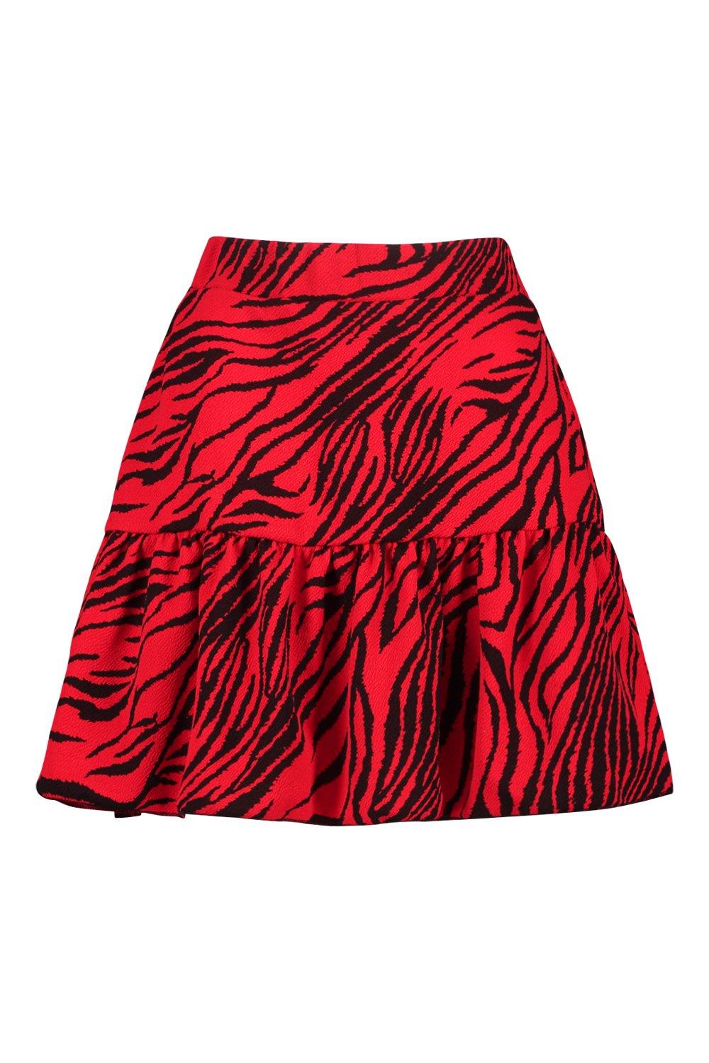 Red and black zebra print skirt sales