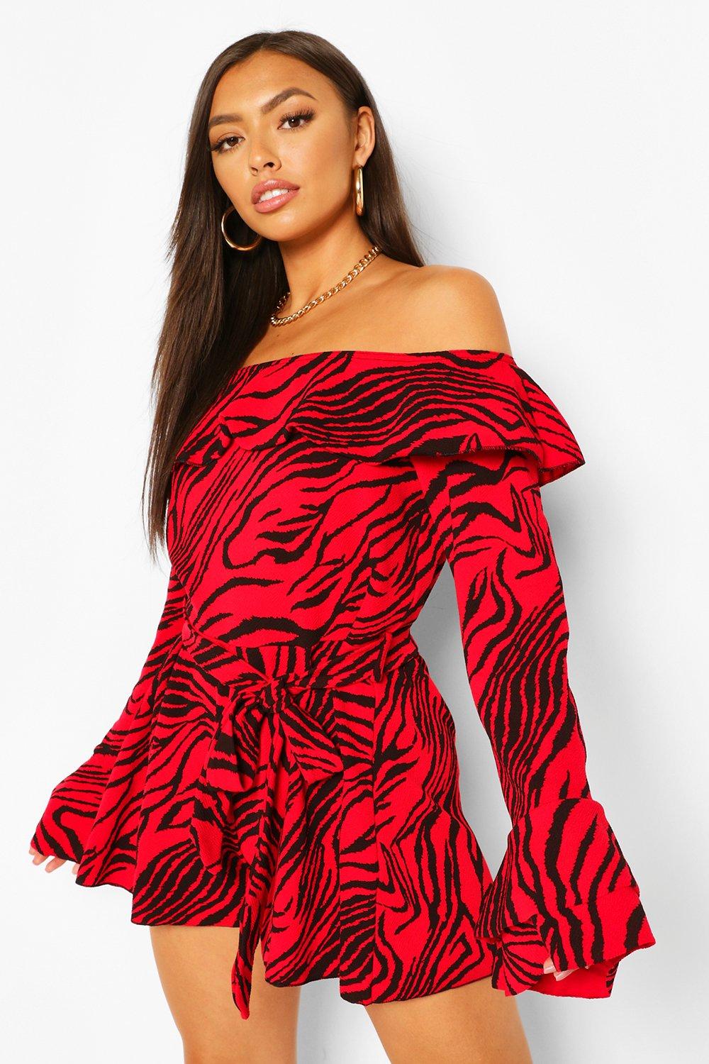 boohoo red playsuit