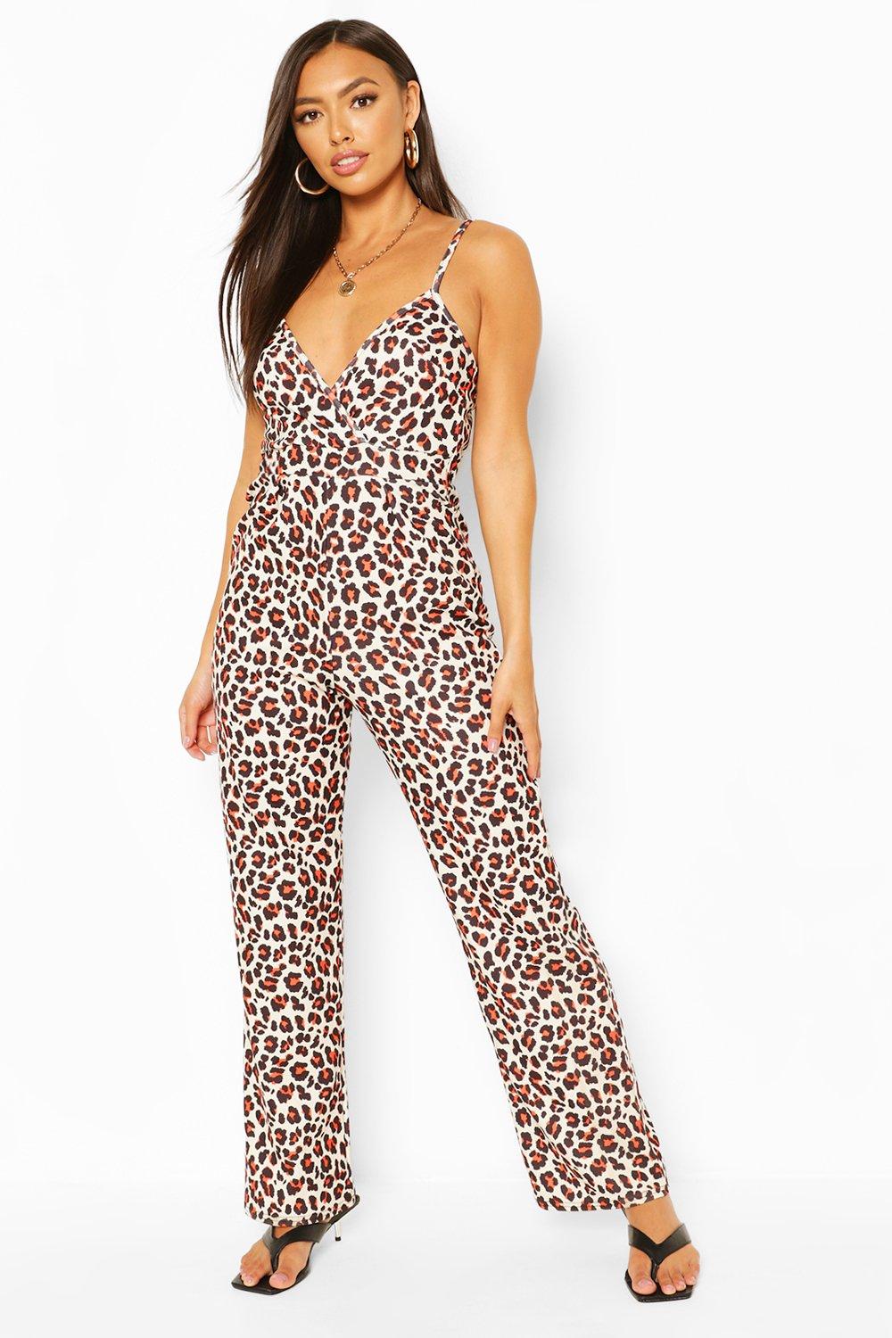 orange leopard print jumpsuit
