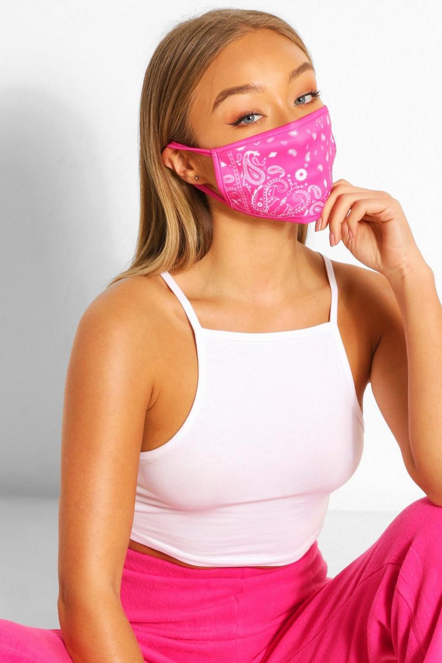 Pink Fashion mask med paisleymönster image number 1