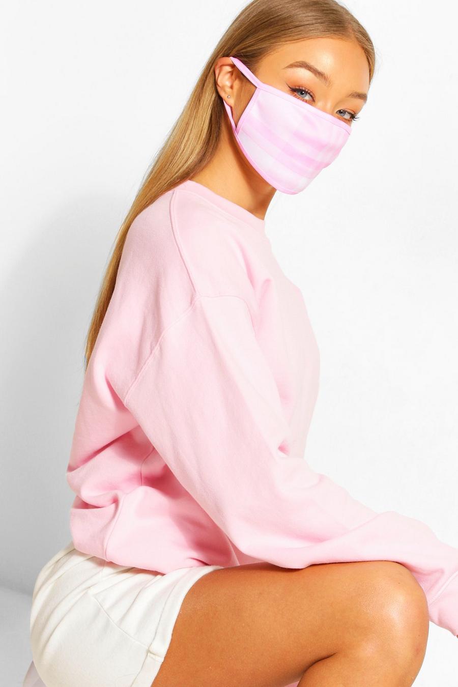 Pink Fashion mask med rutmönster image number 1
