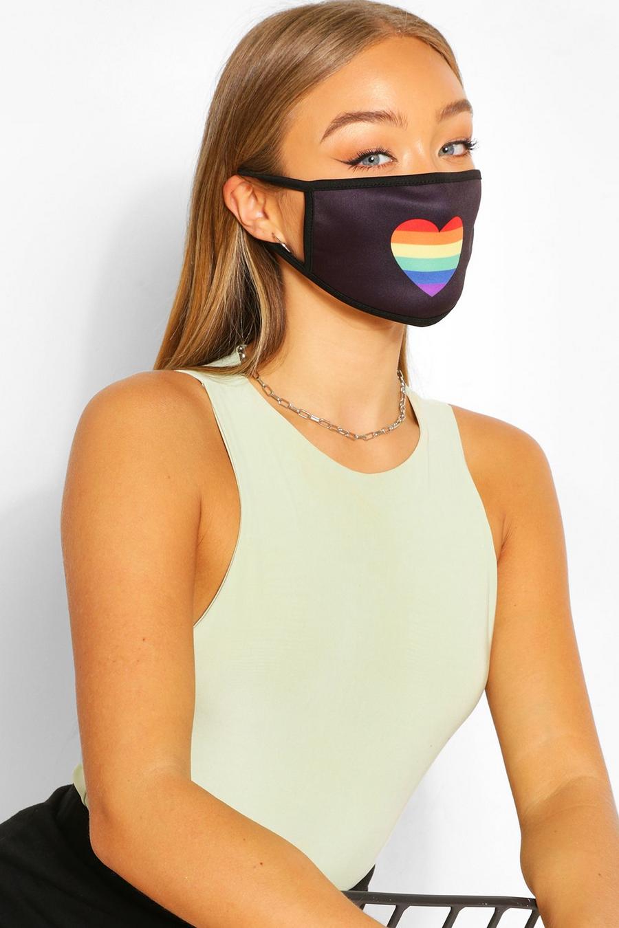 Fashion mask med hjärta i regnbågsfärger image number 1