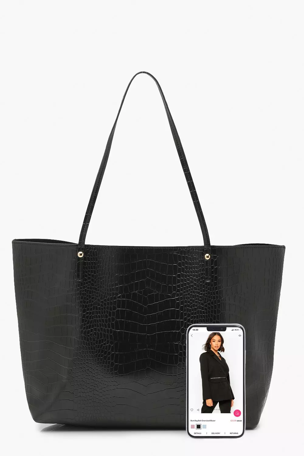 Black shopper tote clearance bag