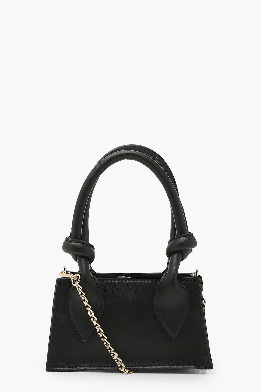 Black Knotted Detail Handle Mini Cross Body Bag image number 1