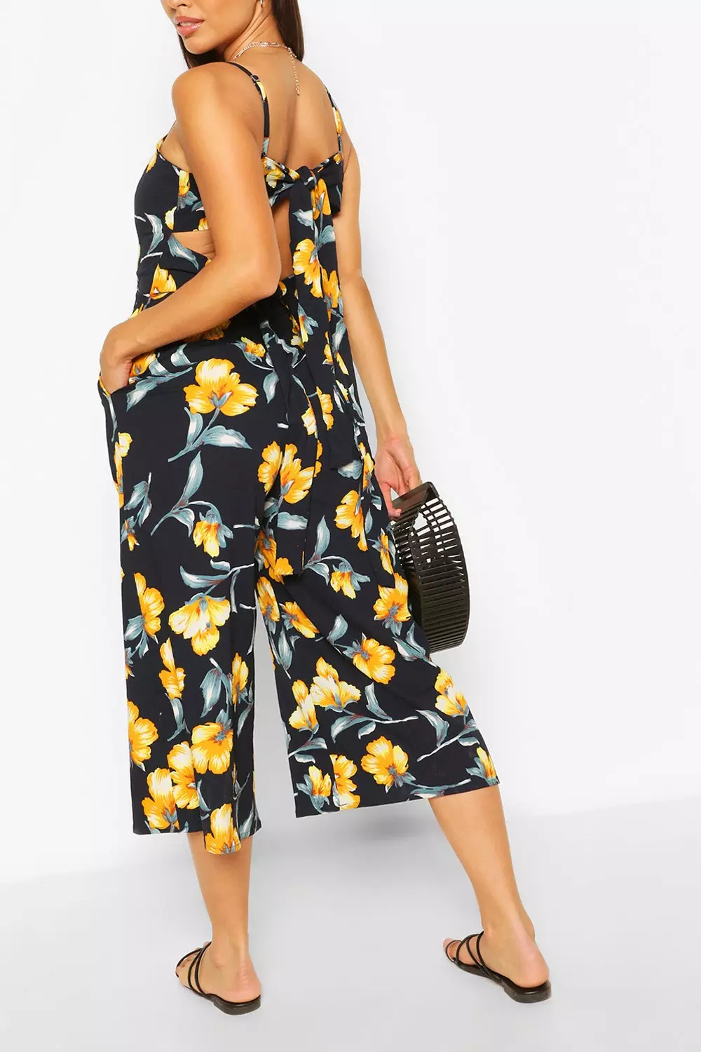 Navy printed 2024 culotte jumpsuit