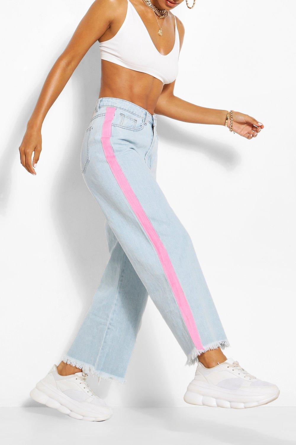 mom jeans with stripe down side