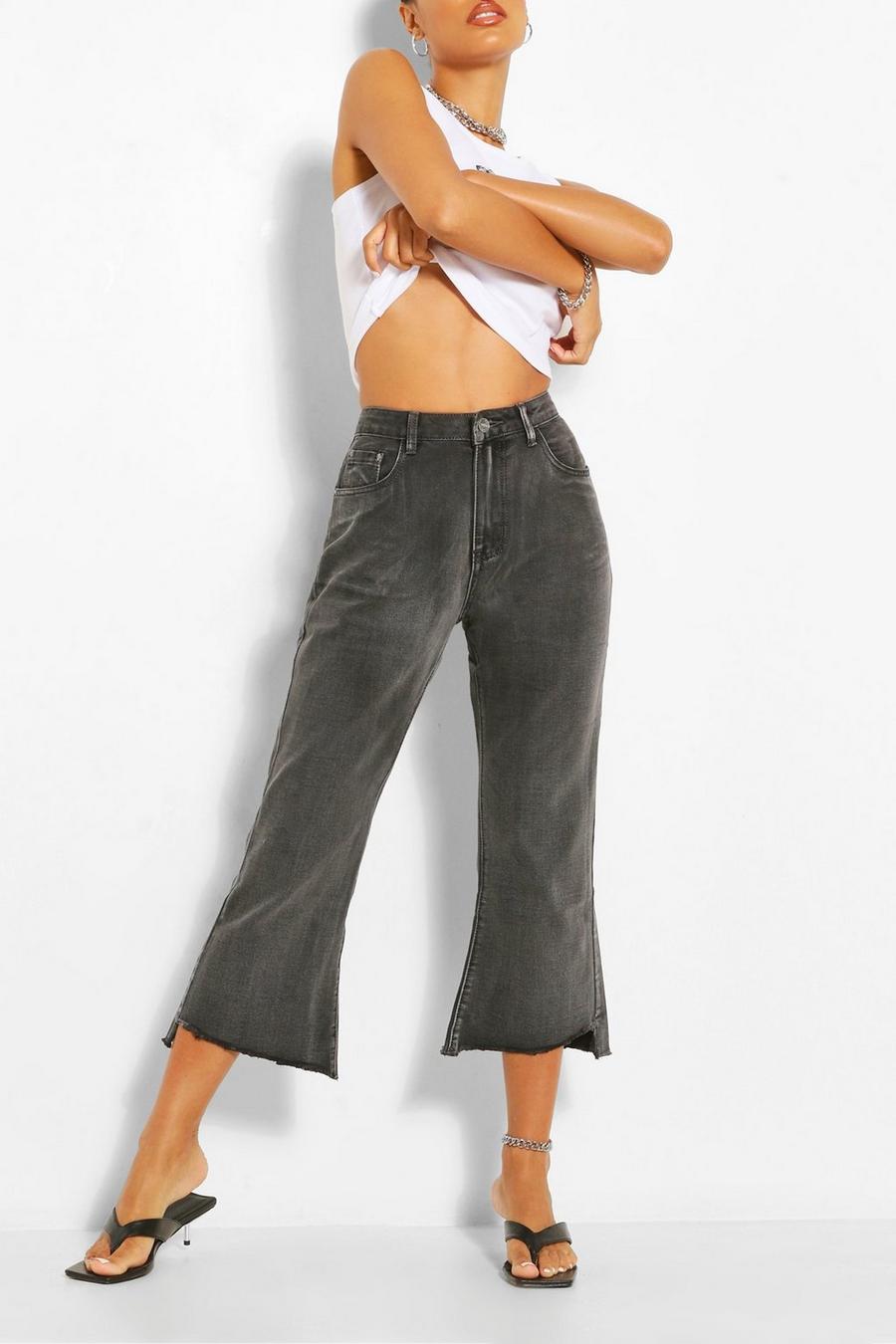 Grey Cropped Flare Jeans image number 1