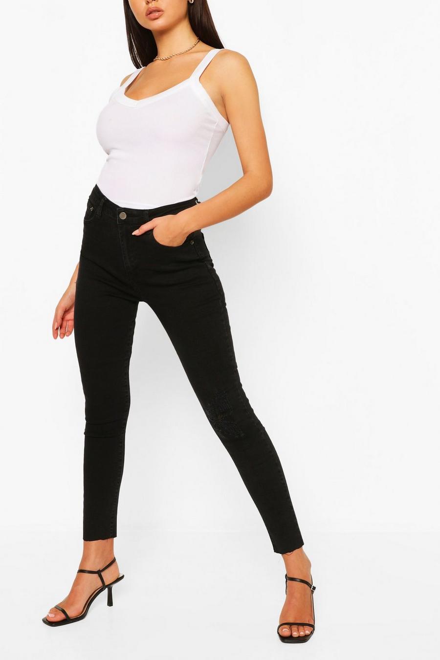 מכנסי סקיני ג'ינס ריב עם קרעים בברך  image number 1