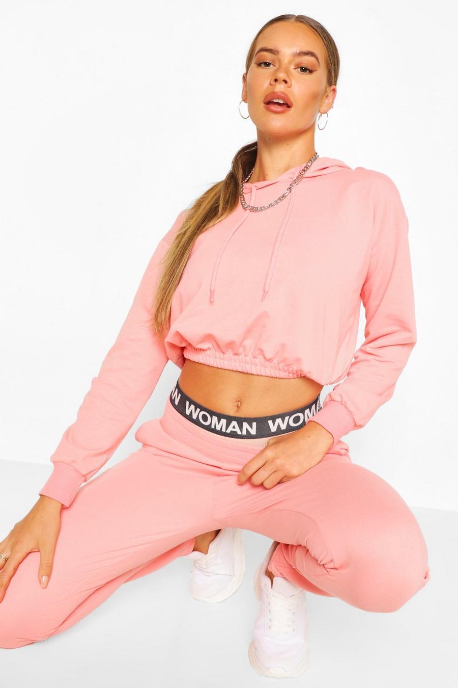 Light pink Crop Hoodie And High Waist Jogger Tracksuit image number 1