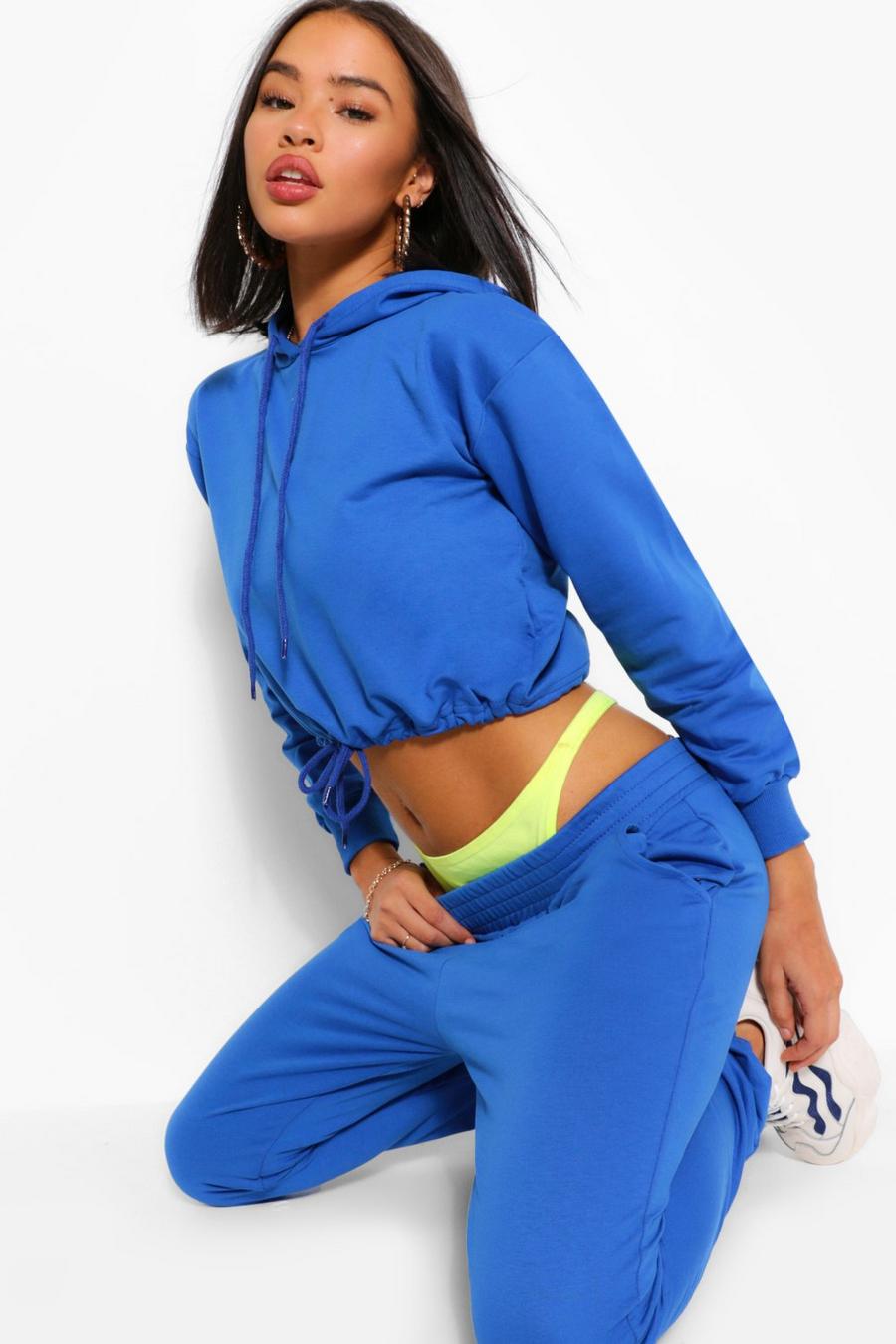 Crop Drawcord Sweat And Jogger Tracksuit image number 1