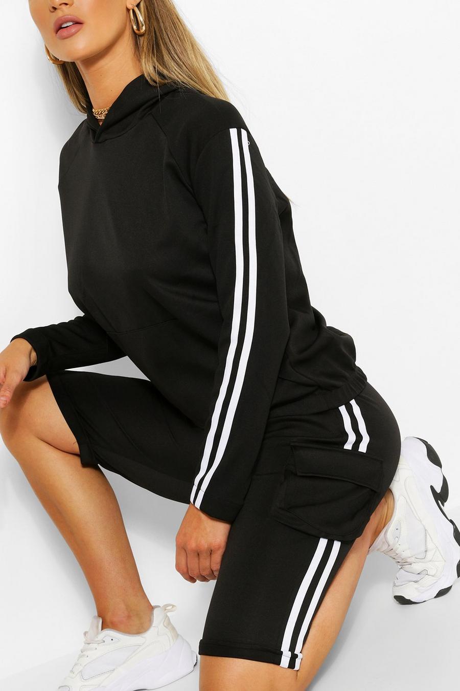 SIDE STRIPE HOODY AND SHORTS TRACKSUIT image number 1