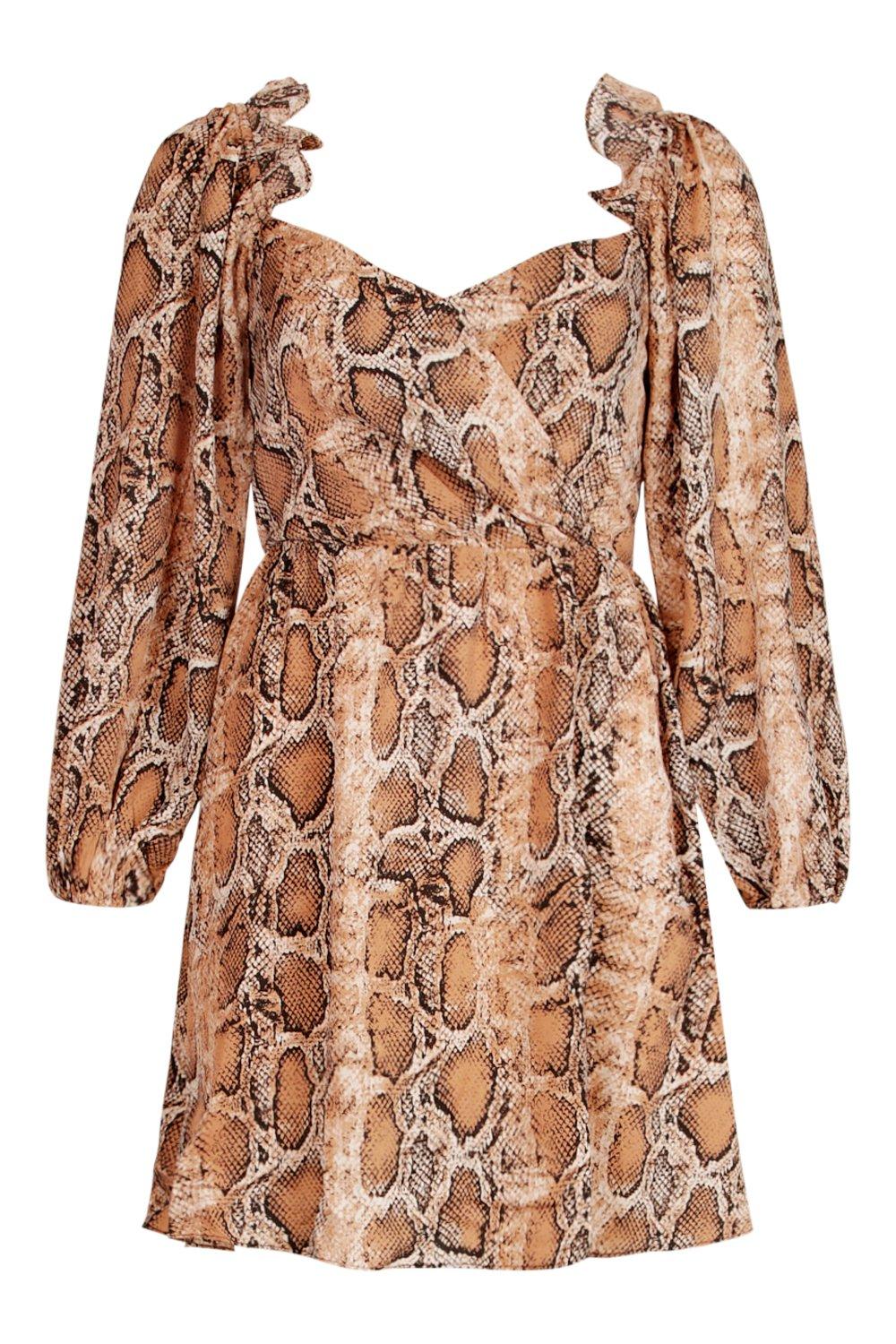 Snake print off hot sale the shoulder dress