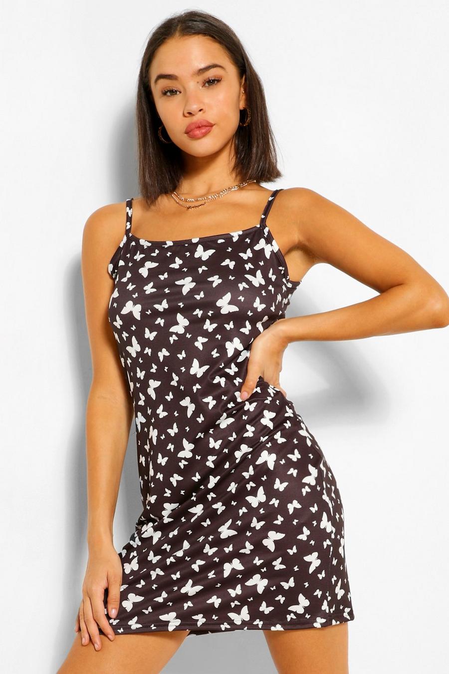 Butterfly Print Ruched Bust Mini Dress image number 1
