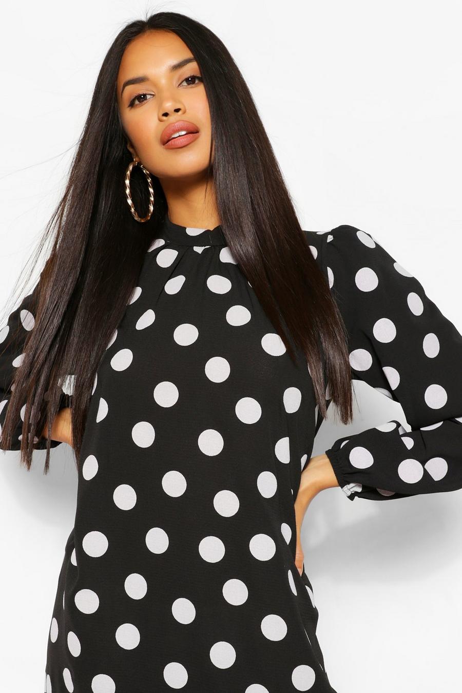 Woven Polka Dot Long Sleeve Midaxi Dress image number 1