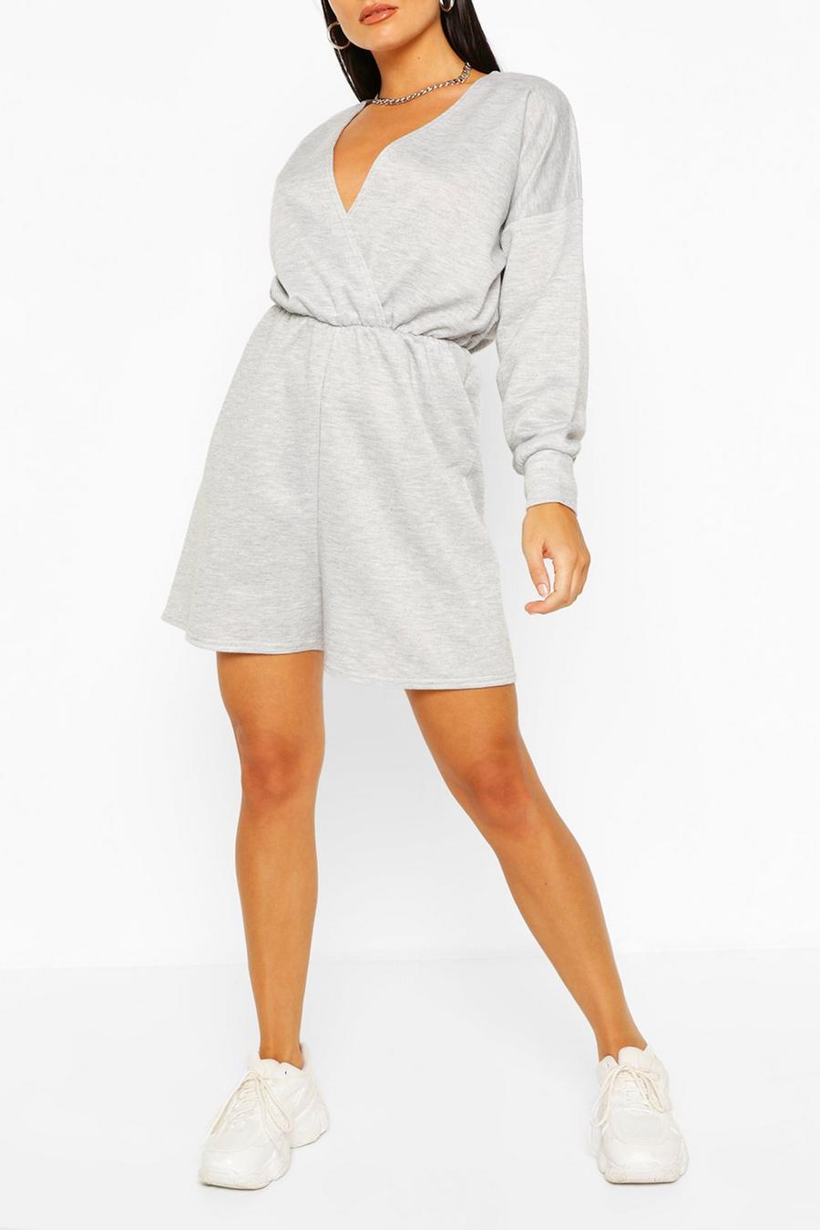 Wrap Front Long Sleeve Loopback Sweat Playsuit image number 1