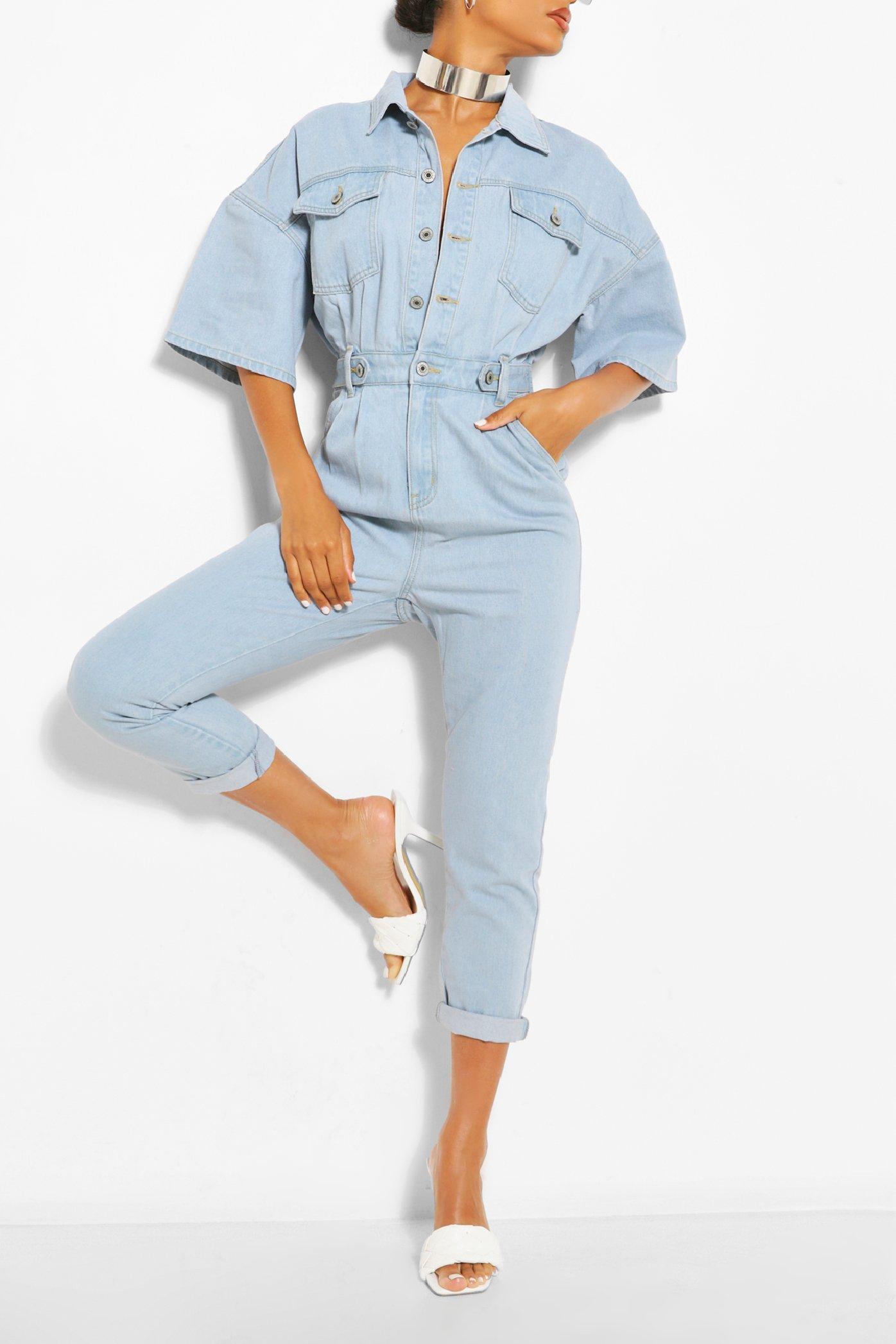 denim jumpsuit boohoo